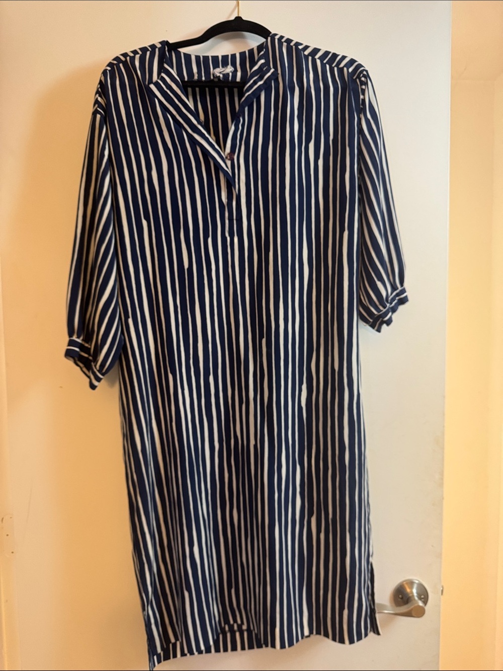 Samuel Blue Vintage Navy and White Vertical Stripe Tunic Dress